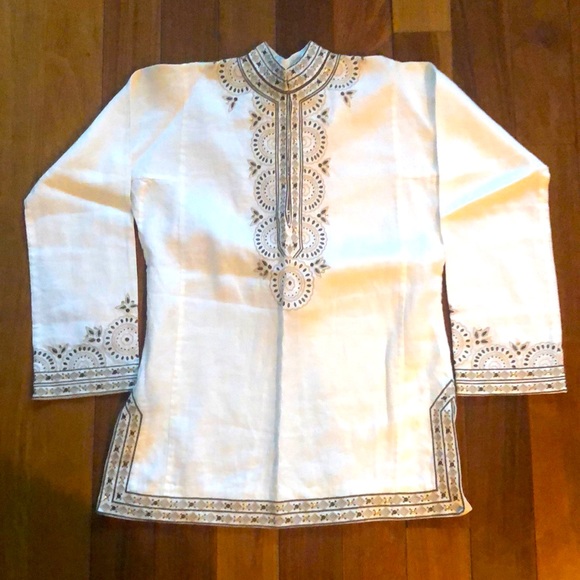 J. Crew Tops - J. Crew Cream Linen Tunic w/ Embroidery, High Neck, and Side Vents NWT size XS